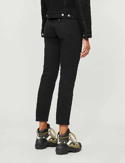 Levi's 501 Straight Black High Rise Cropped Jeans In Black Heart ModeSens