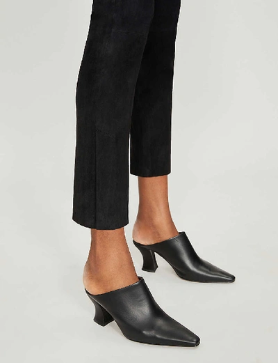 Shop Vince High-rise Skinny Suede Trousers In Black