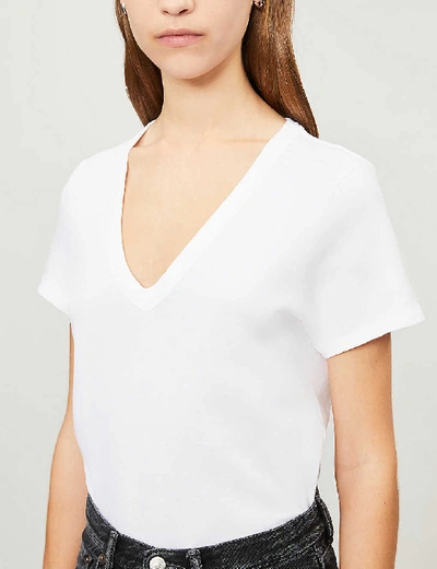 Shop Rag & Bone Women's Bright White V-neck Cotton-jersey T-shirt