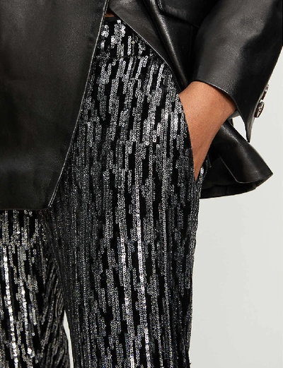 Shop Zadig & Voltaire Polis Sequin Cropped Flare Trousers In Noir