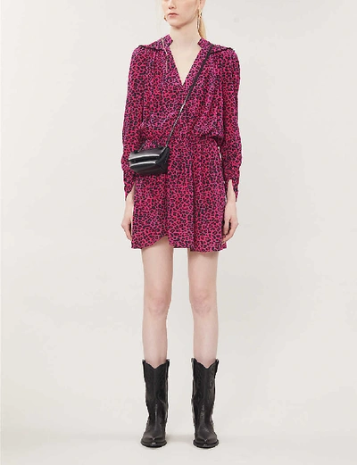 Shop Zadig & Voltaire Reveal Graphic-print Crepe Mini Dress In Framboise