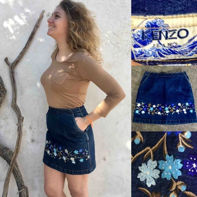 Pre-owned Kenzo Mini Skirt In Blue