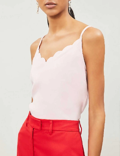 Shop Ted Baker Scalloped Crepe Camisole In Nude-pink