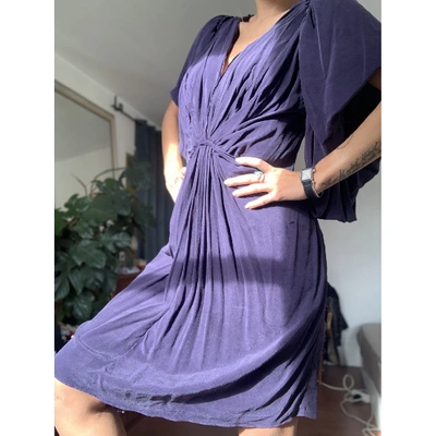 Pre-owned Lanvin Silk Mid-length Dress In Purple