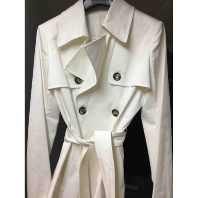 Pre-owned Pinko White Cotton Trench Coat