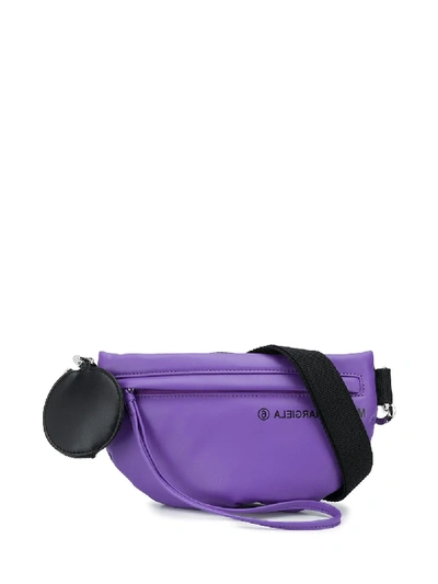 Shop Mm6 Maison Margiela Reverse Logo Print Belt Bag In Purple