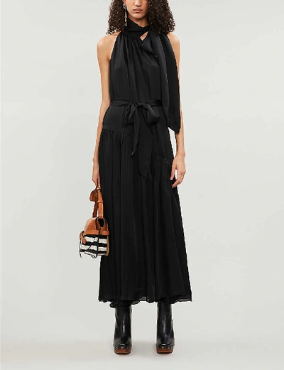 Shop Zimmermann Sleeveless Silk-crepe De Chine Midi Dress In Black