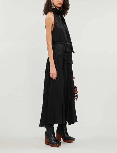 Shop Zimmermann Sleeveless Silk-crepe De Chine Midi Dress In Black