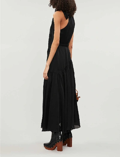 Shop Zimmermann Sleeveless Silk-crepe De Chine Midi Dress In Black