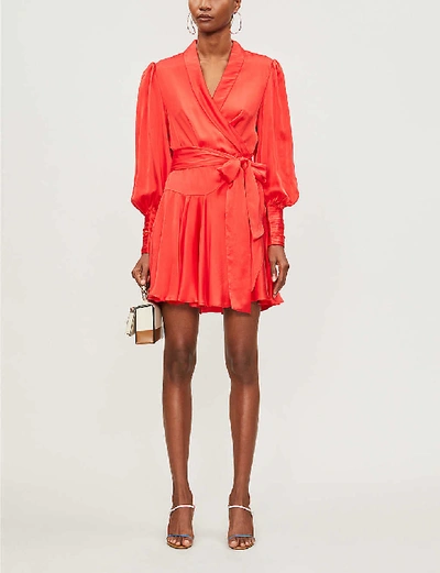 Shop Zimmermann Womens Jaffa Wrap-over Silk Mini Dress S
