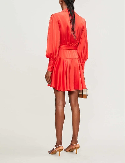 Shop Zimmermann Womens Jaffa Wrap-over Silk Mini Dress S