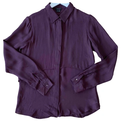 Pre-owned Theory Silk Shirt In Burgundy