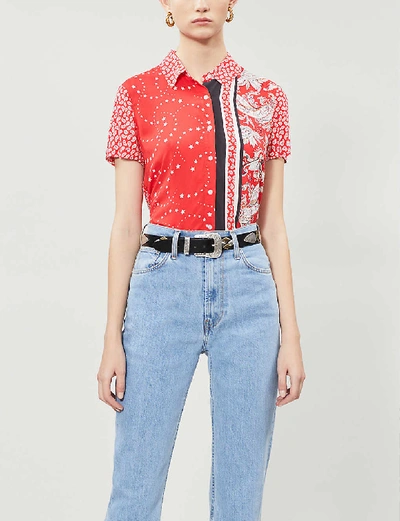 Shop Maje Coeur Bandana-print Poplin Shirt