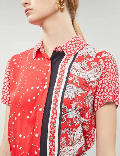 Shop Maje Coeur Bandana-print Poplin Shirt