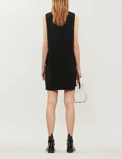 Shop Theory Column Sleeveless Crepe Mini Dress In Black