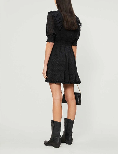 Shop The Kooples Devoré Ruffle Trim Chiffon Mini Dress In Bla01