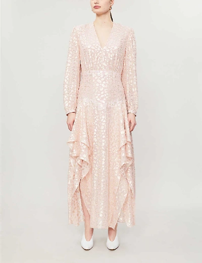 Shop Stella Mccartney Katia Jacquard-print Metallic-silk Midi Dress In Ballet Pink