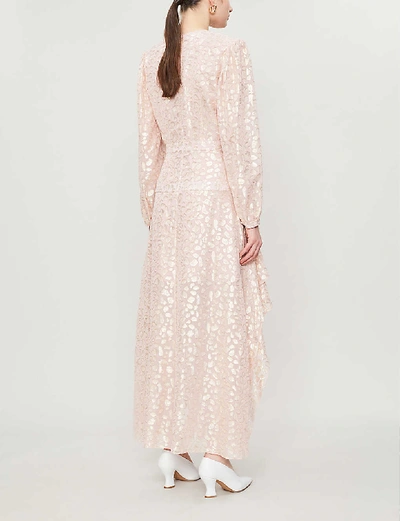 Shop Stella Mccartney Katia Jacquard-print Metallic-silk Midi Dress In Ballet Pink