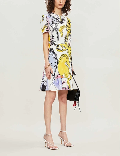 Shop Stella Mccartney Horse-print Stretch-crepe Mini Dress In Multi