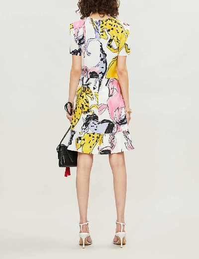 Shop Stella Mccartney Horse-print Stretch-crepe Mini Dress In Multi