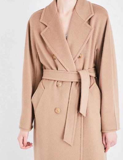 Shop Max Mara Women's Camel Madame Double-breasted Wool And Cashmere-blend Coat
