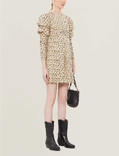 Shop Zadig & Voltaire Rename Floral-print Cotton-poplin Mini Dress In Vanille