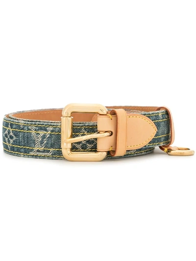 Pre-owned Louis Vuitton 2006  Monogram Print Belt In Blue