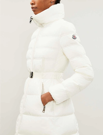 Shop Moncler Accenteur Belted Shell-down Coat In White