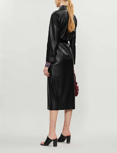 Shop Nanushka Emery Wrap-over Faux-leather Midi Dress In Black