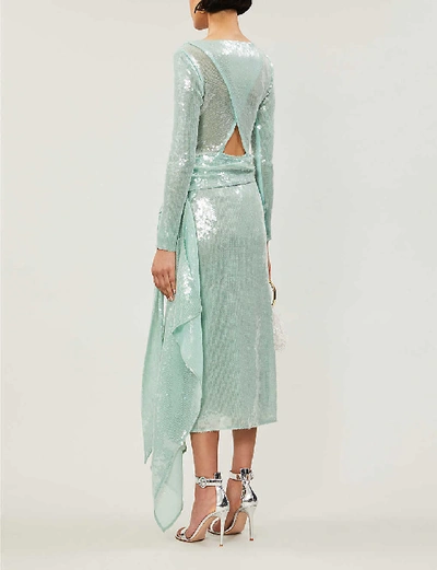 Shop Roland Mouret Angelo Scoop-neck Embellished Maxi Dress In Seagreen