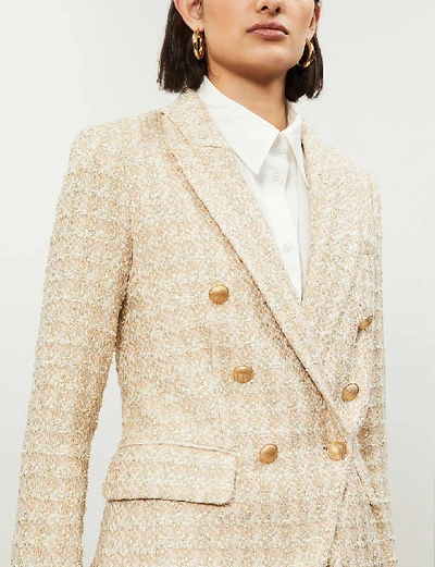 Shop L Agence Kenzie Double-breasted Bouclé Blazer In Rose Gold