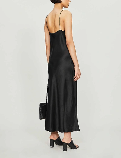 Shop Anine Bing Rosemary Silk Midi Dress In Black