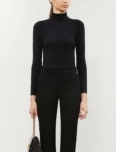 Shop Joseph Womens Black Turtleneck Silk-blend Jumper M