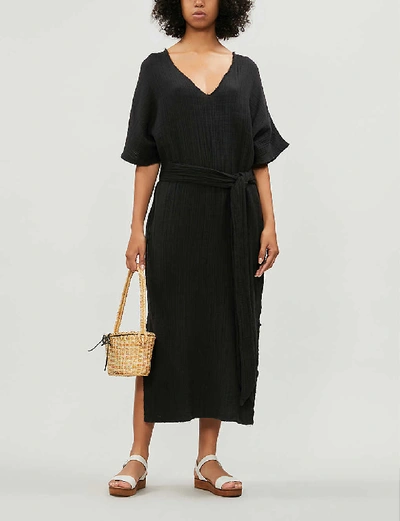 Shop Anaak Kai Cotton-muslin Kaftan In Black