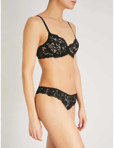 Shop Dkny Classic Unlined Lace Underwired Bra In Black