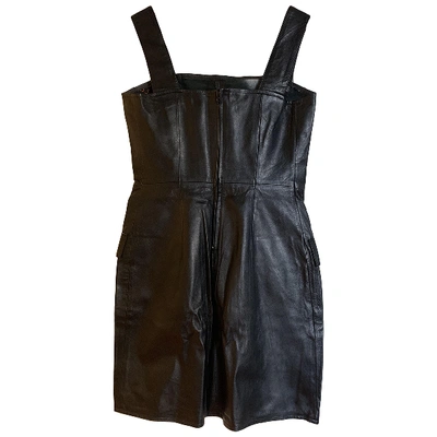 Pre-owned Linea Pelle Leather Mini Dress In Black