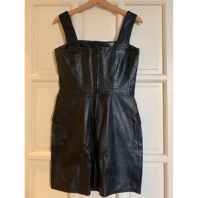 Pre-owned Linea Pelle Leather Mini Dress In Black