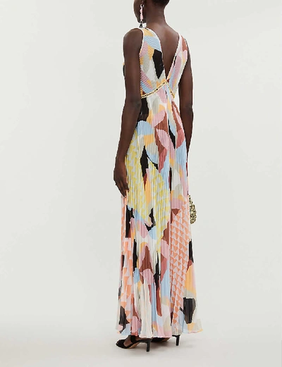 Shop Self-portrait Geometric-print Woven Maxi Dress In Multi