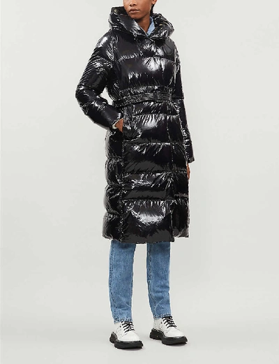 Shop Nicole Benisti Dizin Metallic Padded Shell-down Coat In Blackwhite