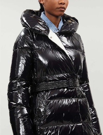 Shop Nicole Benisti Dizin Metallic Padded Shell-down Coat In Blackwhite