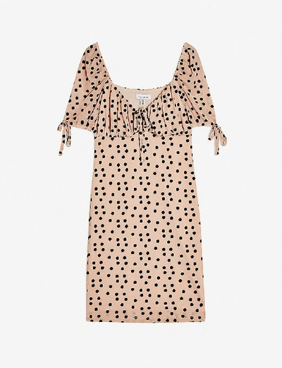 Shop Topshop Womens Blush Polka Dot Woven Mini Dress 10