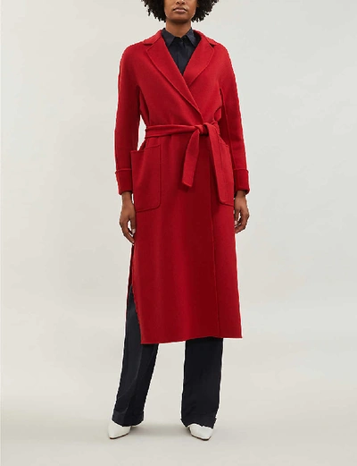 Shop Max Mara Algeri Wool Wrap Coat In Red