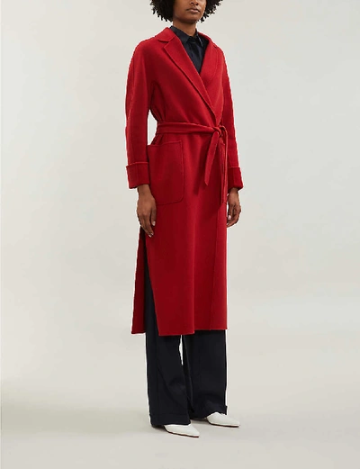 Shop Max Mara Algeri Wool Wrap Coat In Red