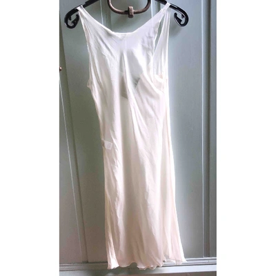 Pre-owned Malo Silk Dress In Ecru