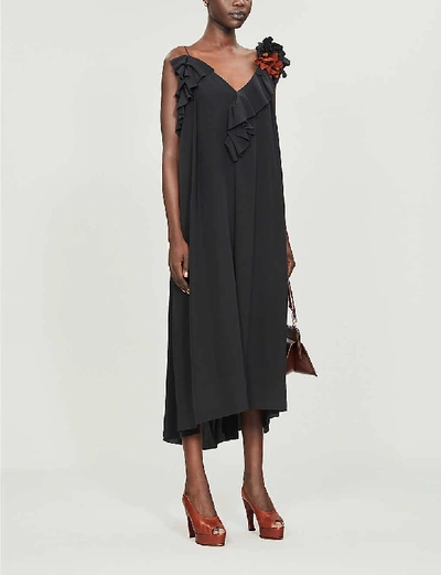 Shop Victoria Beckham V-neck Sleeveless Silk Maxi Dress In Black