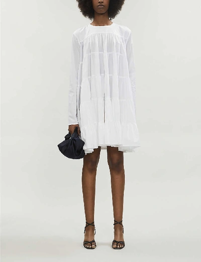 Shop Merlette Soliman Long-sleeved Cotton-poplin Mini Dress In White