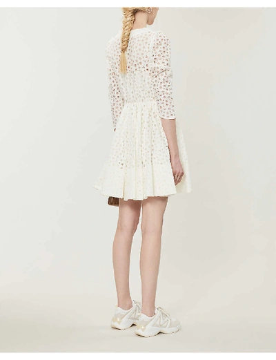Shop Maje Ralina Semi-sheer Woven Mini Dress In White