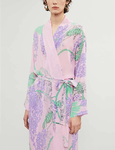 Shop Bernadette Peignoir Long-sleeved Silk-chiffon Maxi Dress In Pink Wisteria