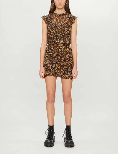 Shop Allsaints Hali Ambient Animal-print Mini Dress In Brown