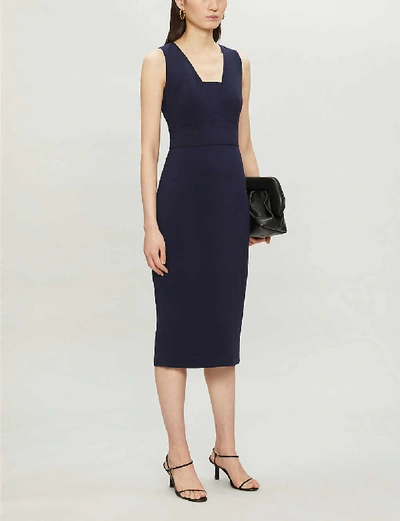 Shop Ted Baker Sleeveless Stretch-woven Midi Dress In Navy